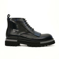 Black Patent Leather Lace-Up Boots DIVINCH