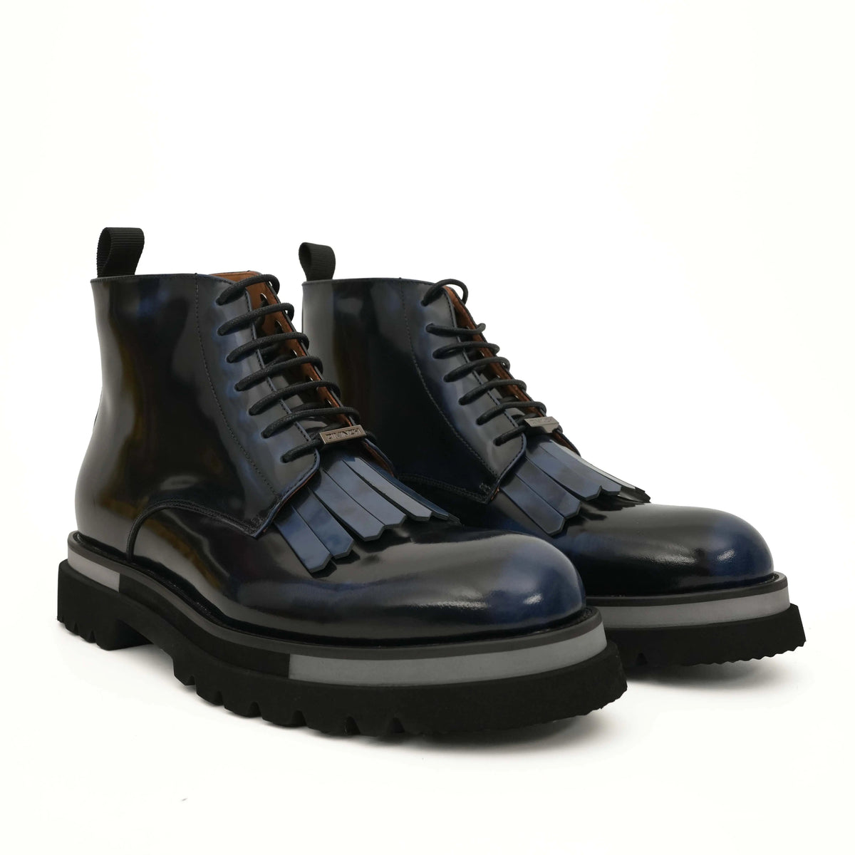 Black Patent Leather Lace-Up Boots DIVINCH