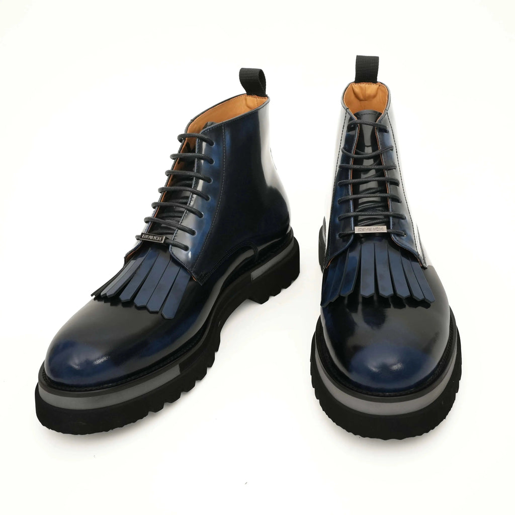 Black Patent Leather Lace-Up Boots DIVINCH