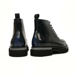 Black Patent Leather Lace-Up Boots DIVINCH