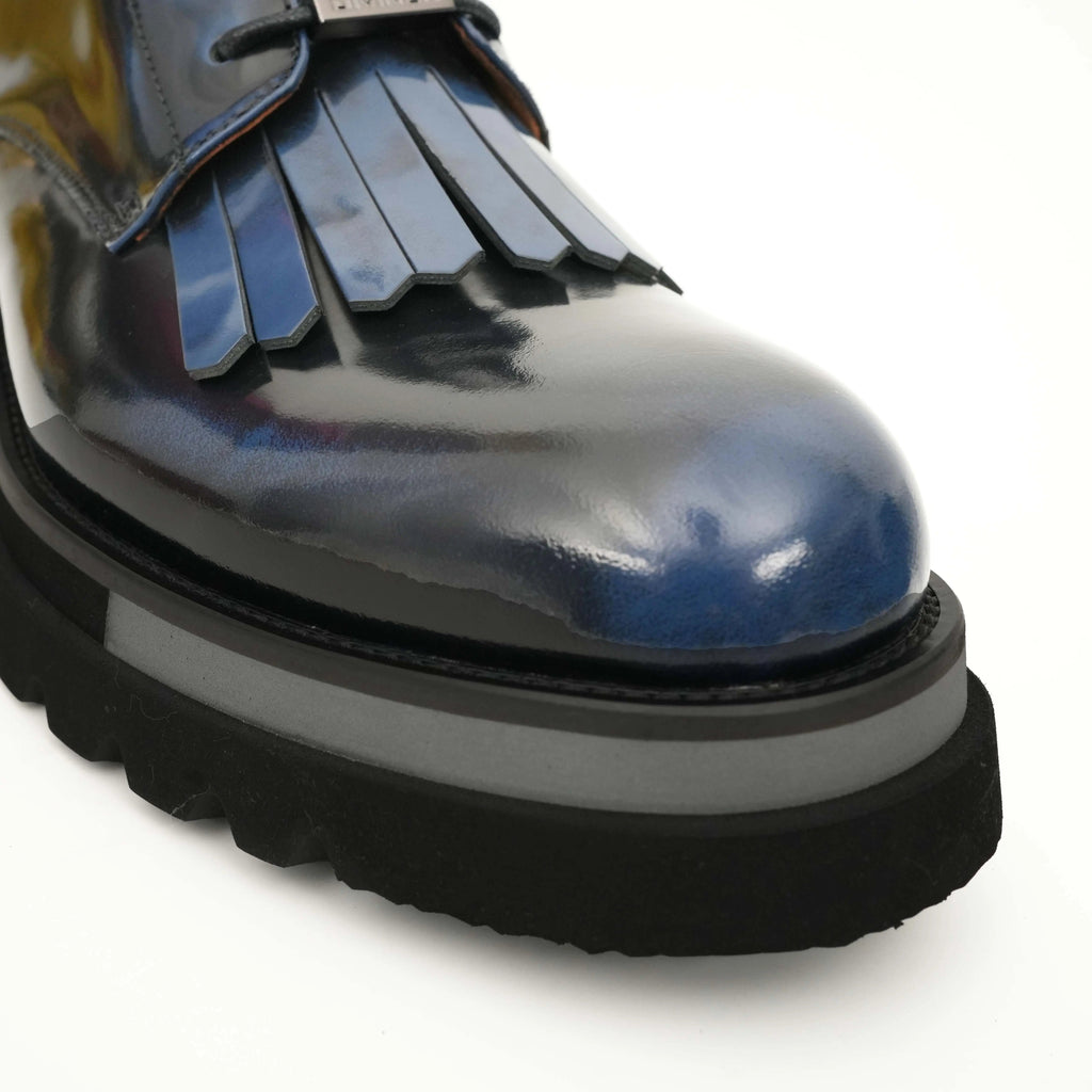 Black Patent Leather Lace-Up Boots DIVINCH