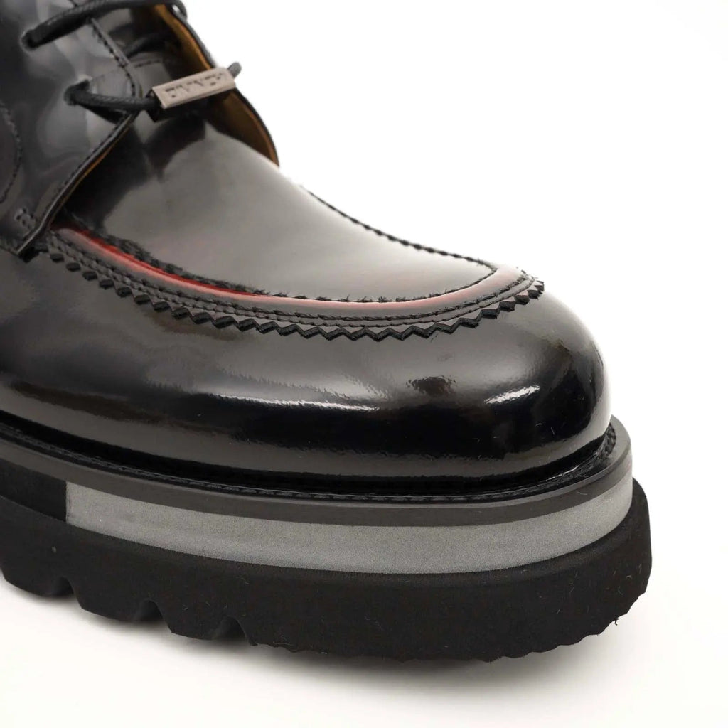 Black Patent Leather Lug Sole Boots DIVINCH