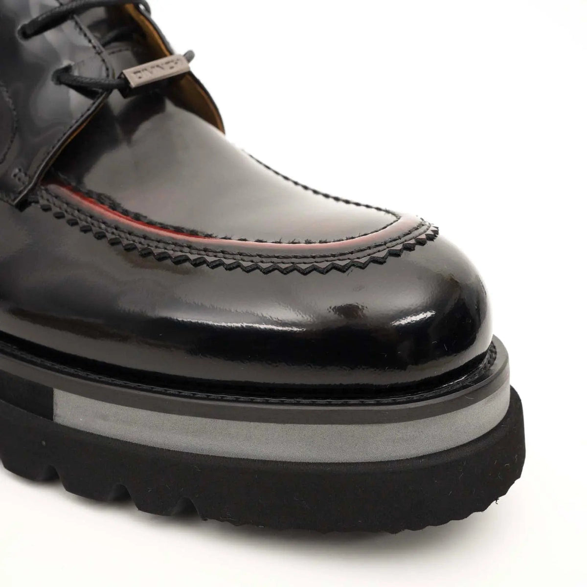 Black Patent Leather Lug Sole Boots DIVINCH