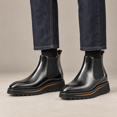 Black Plain-Toe Chelsea Boots with Pull Tab — DIVINCH hero image
