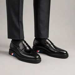 Black Platform Penny Loafer on-foot product photo