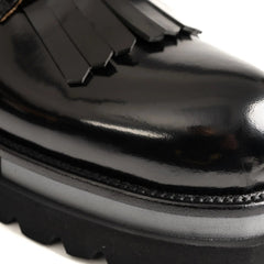 Black Polished Leather Kiltie Derby Divinch
