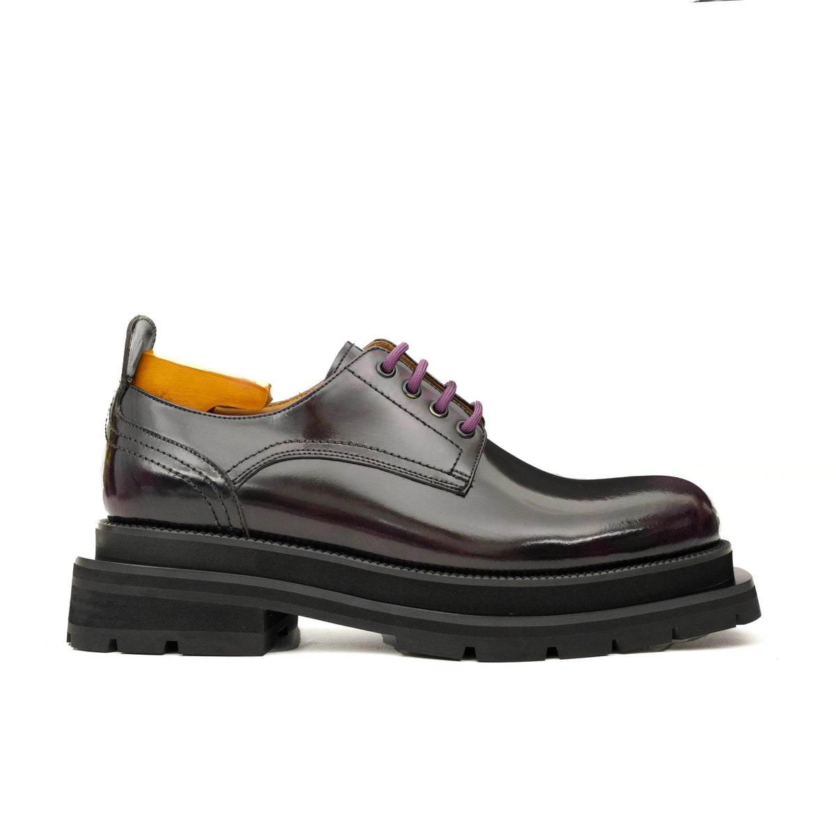 Black Purple Lug-Sole Derby Shoes DIVINCH