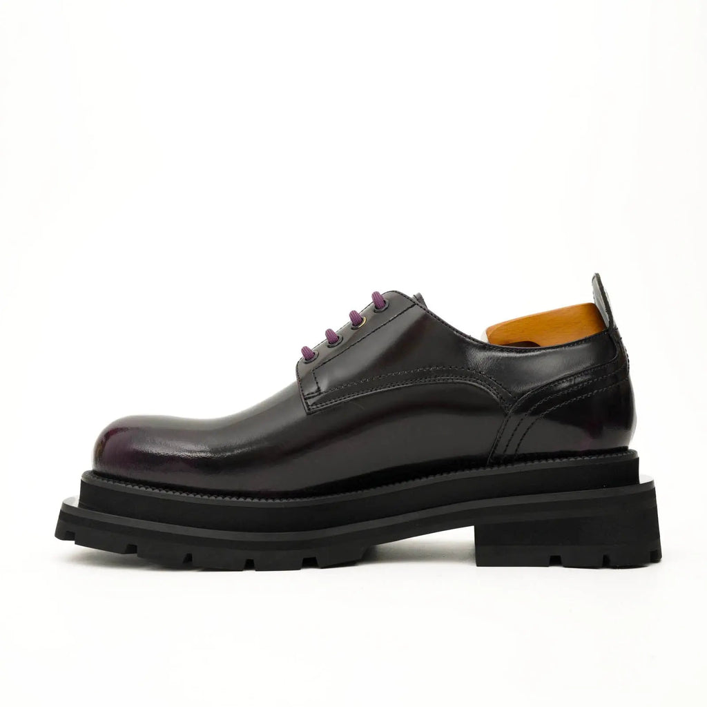 Black Purple Lug-Sole Derby Shoes DIVINCH