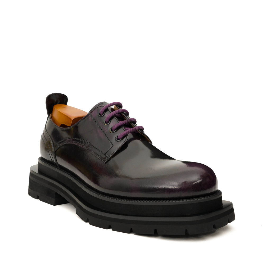 Black Purple Lug-Sole Derby Shoes DIVINCH