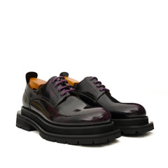 Black Purple Lug-Sole Derby Shoes DIVINCH