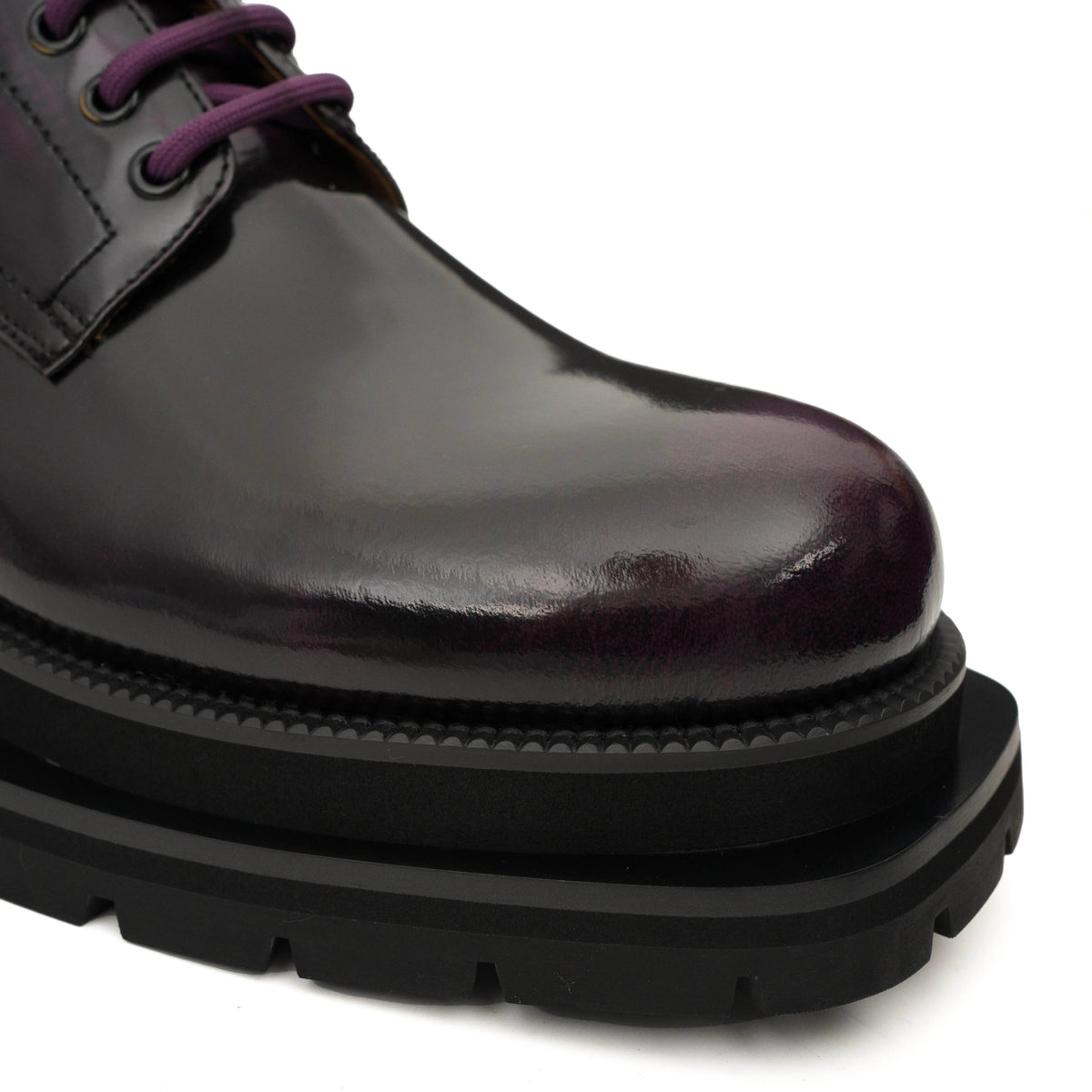 Black Purple Lug-Sole Derby Shoes DIVINCH