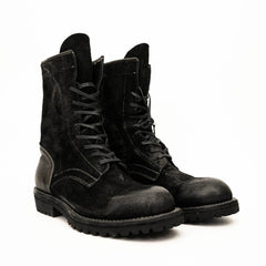 DIVINCH 5002B black lace-up boots pair front view
