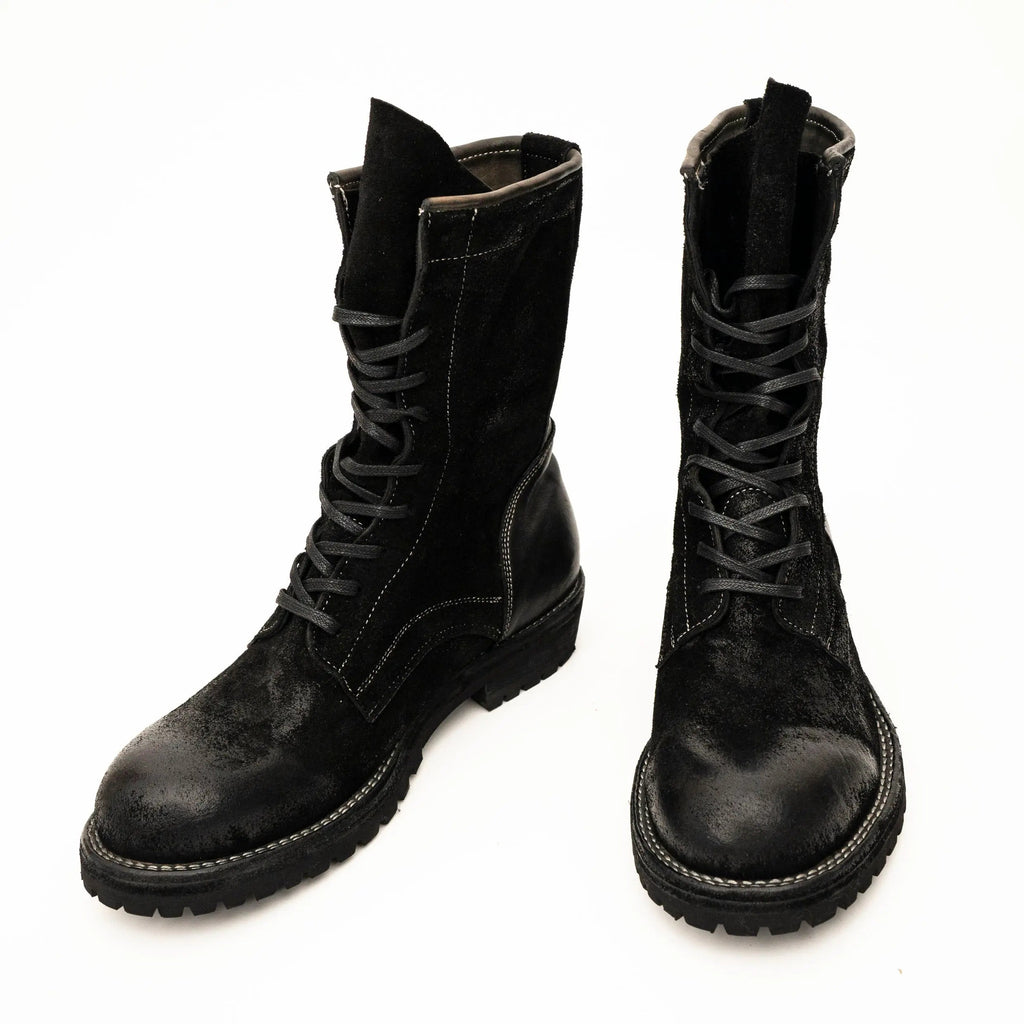 DIVINCH 5002B black lace-up boots top pair view