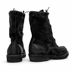 DIVINCH 5001B black textured zip lace-up boots rear and side view