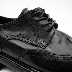 Black Washed Leather Brogue Derby DIVINCH