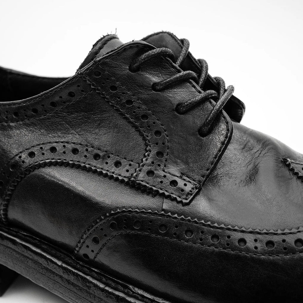 Black Washed Leather Brogue Derby DIVINCH