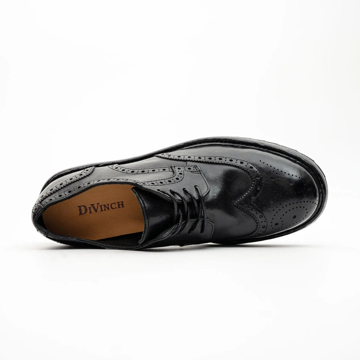 Black Washed Leather Brogue Derby DIVINCH