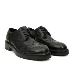 Black Washed Leather Brogue Derby DIVINCH