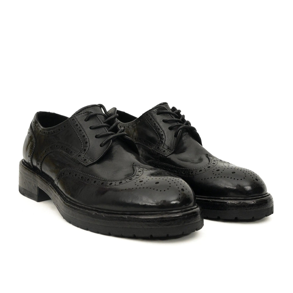 Black Washed Leather Brogue Derby DIVINCH