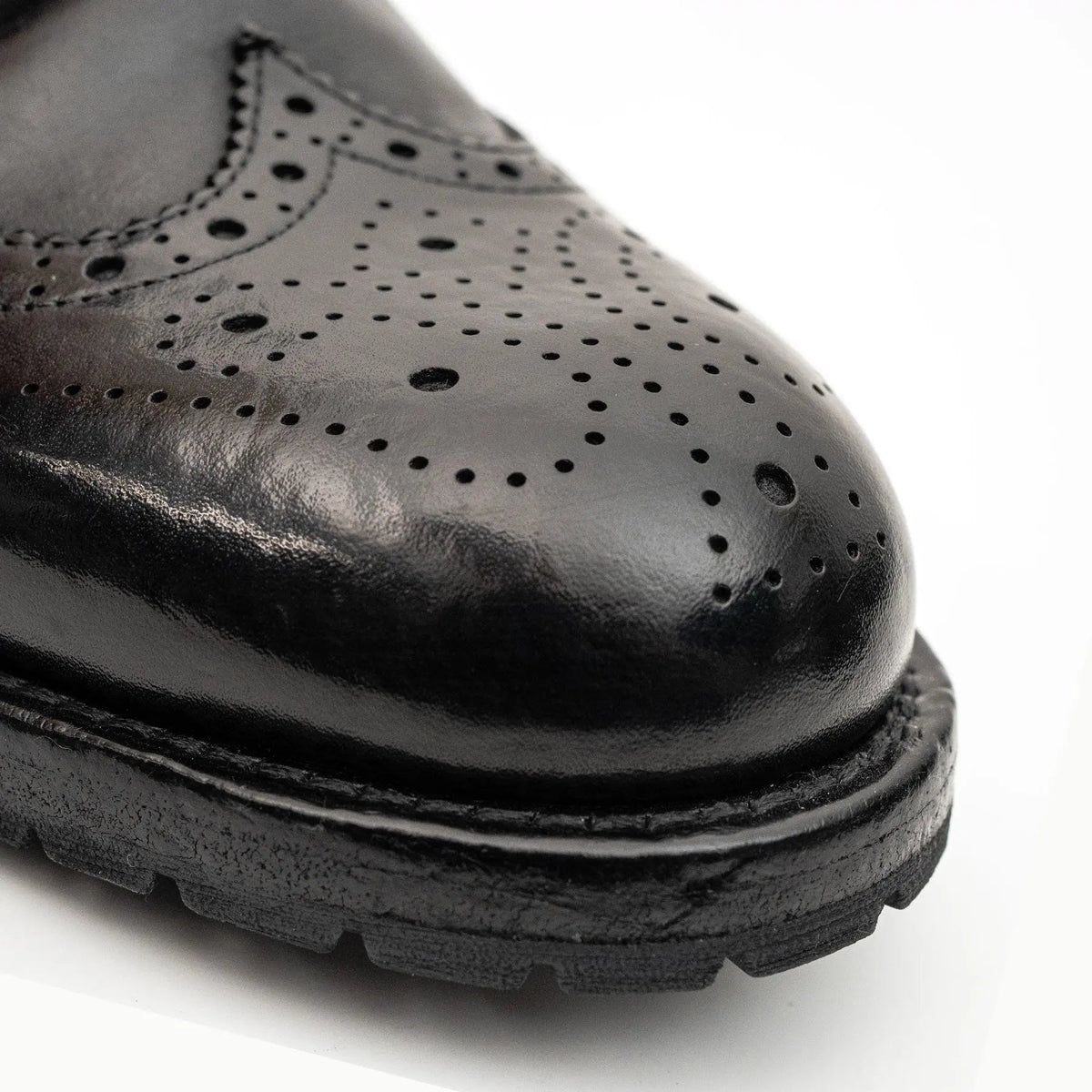 Black Washed Leather Brogue Martin Boot DIVINCH