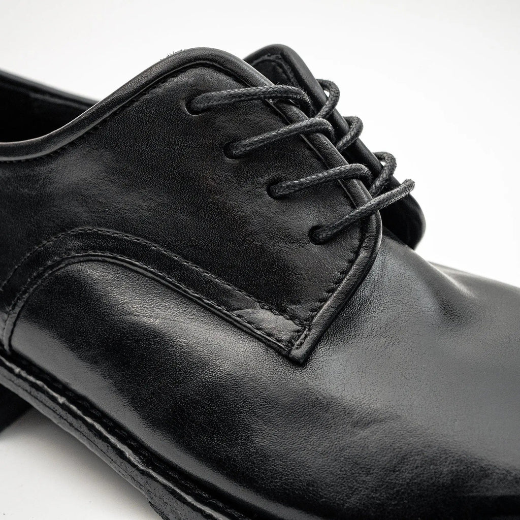 Black Washed Leather Derby DIVINCH