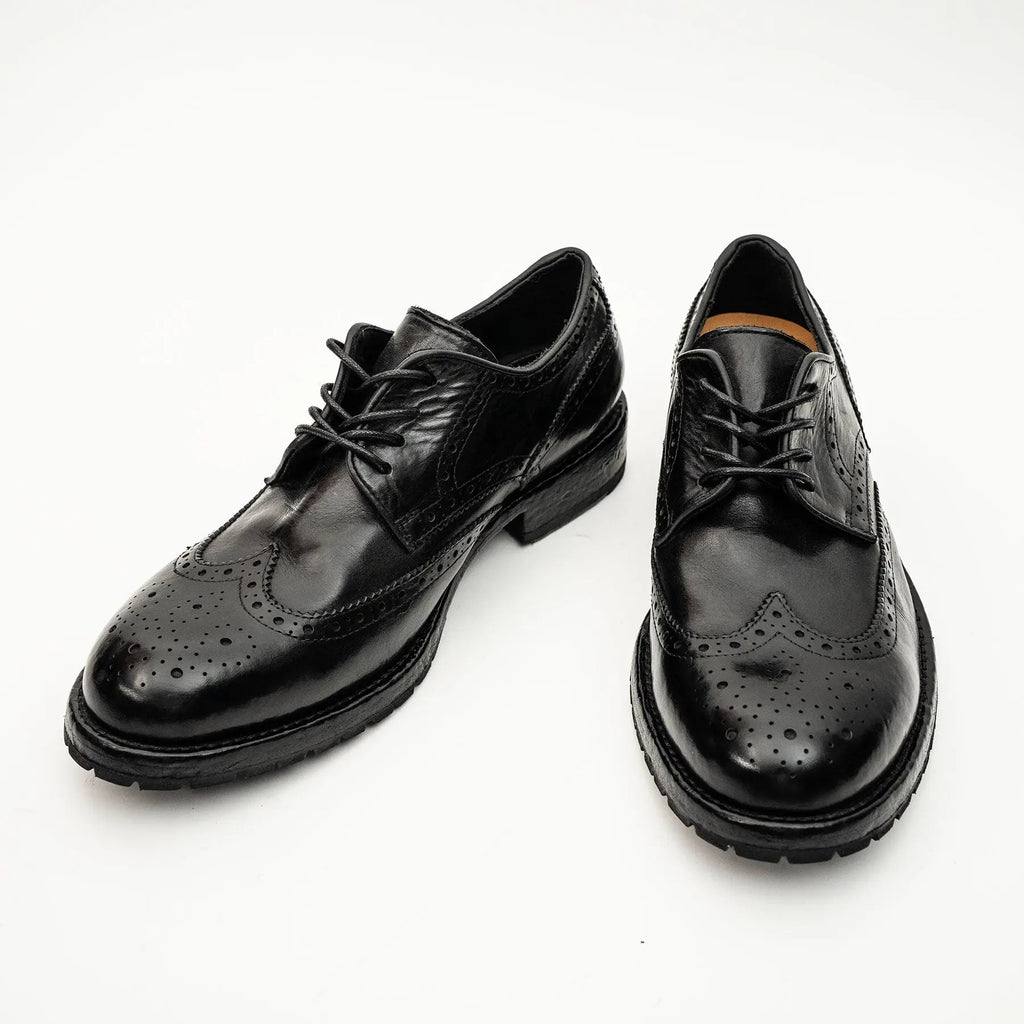 Black Washed Leather Lug Derby DIVINCH