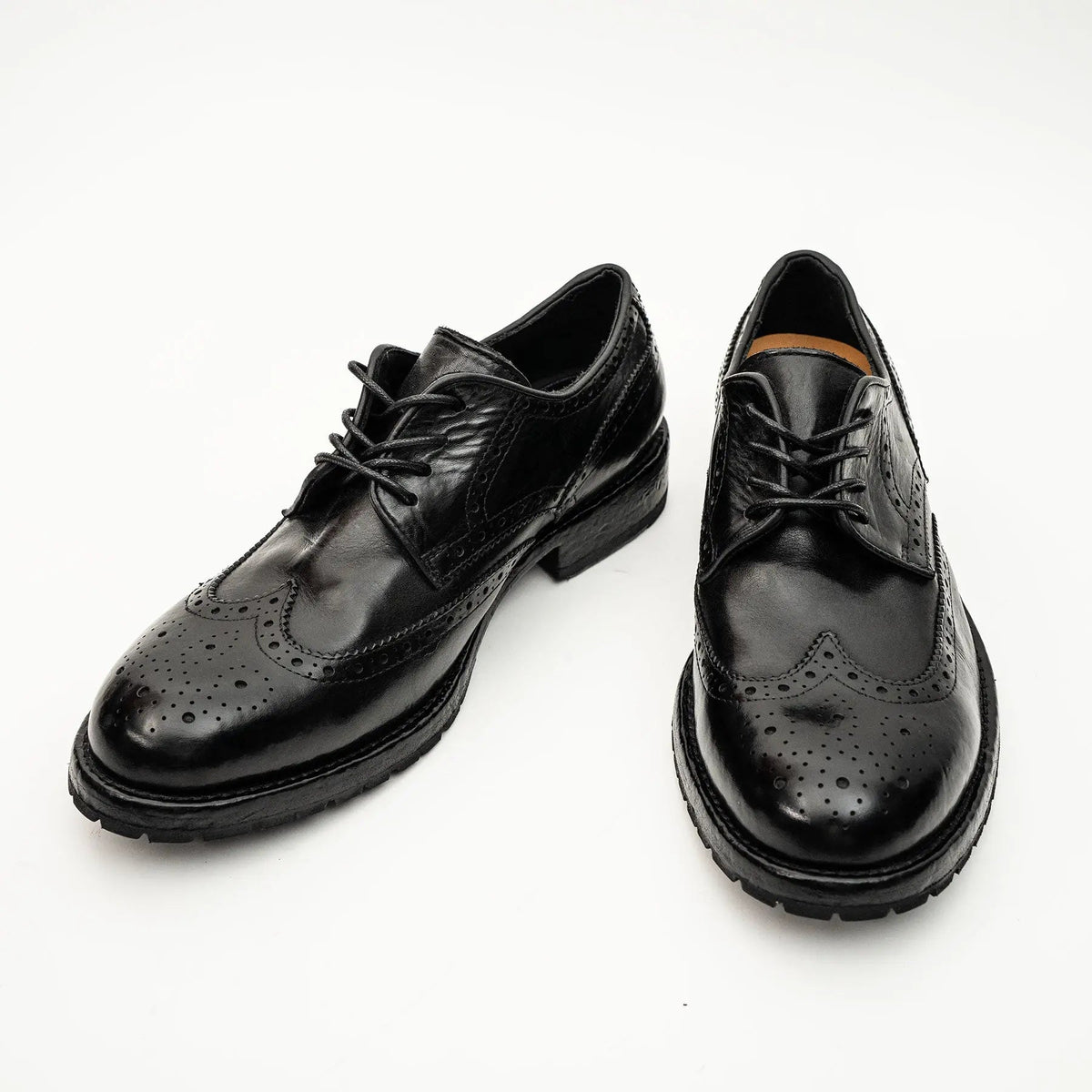 Black Washed Leather Lug Derby DIVINCH