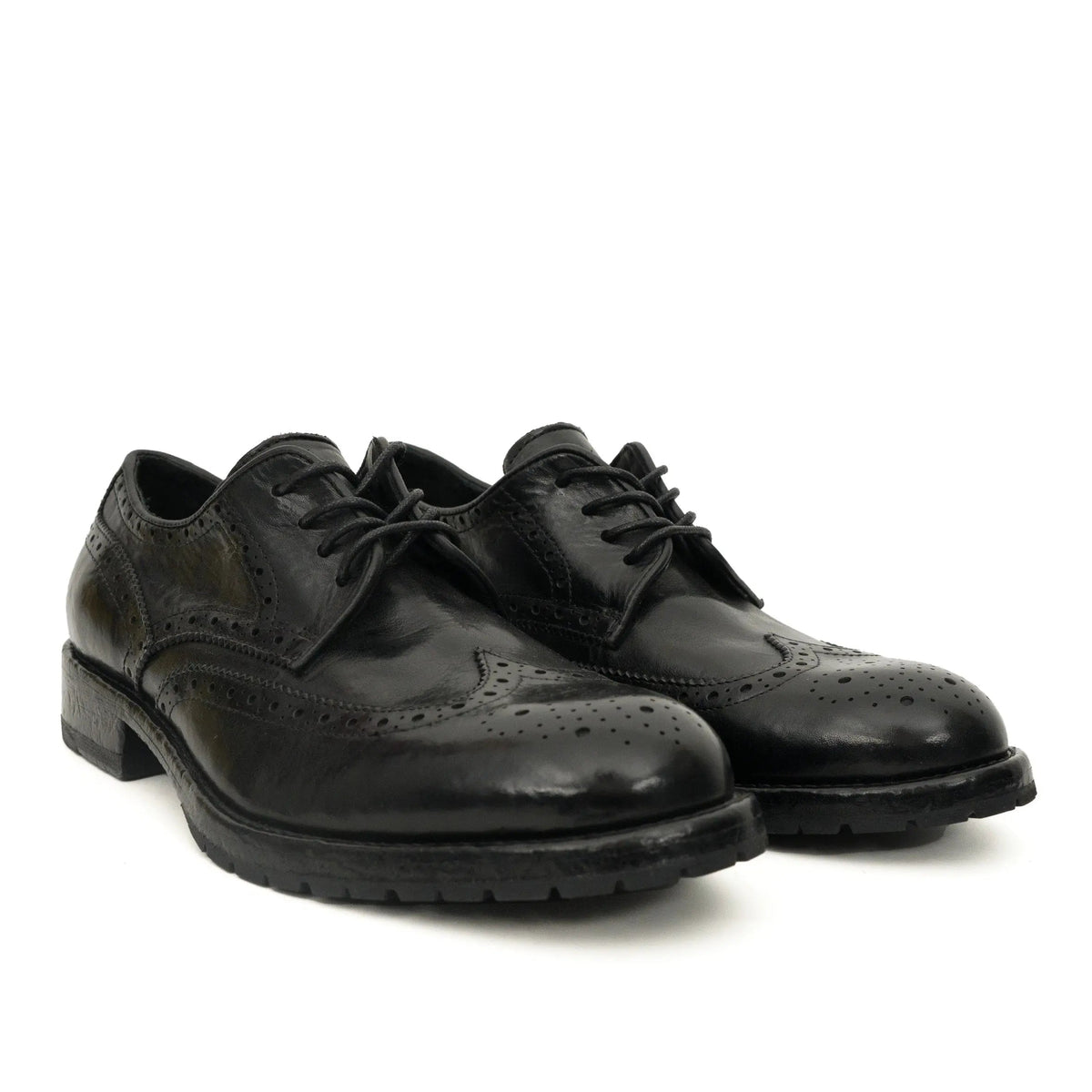 Black Washed Leather Lug Derby DIVINCH