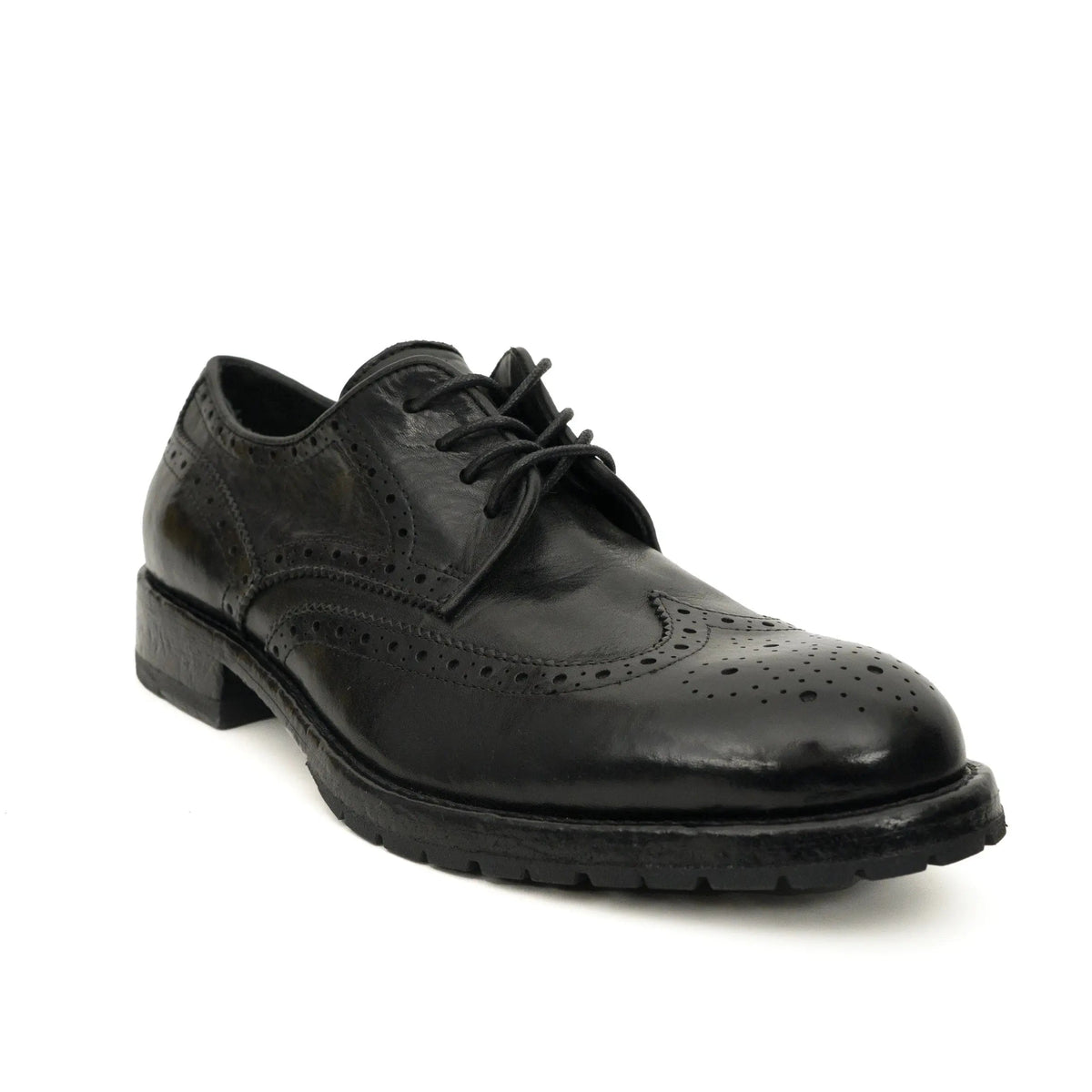Black Washed Leather Lug Derby DIVINCH
