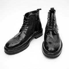 Black Washed Leather Martin Boot DIVINCH
