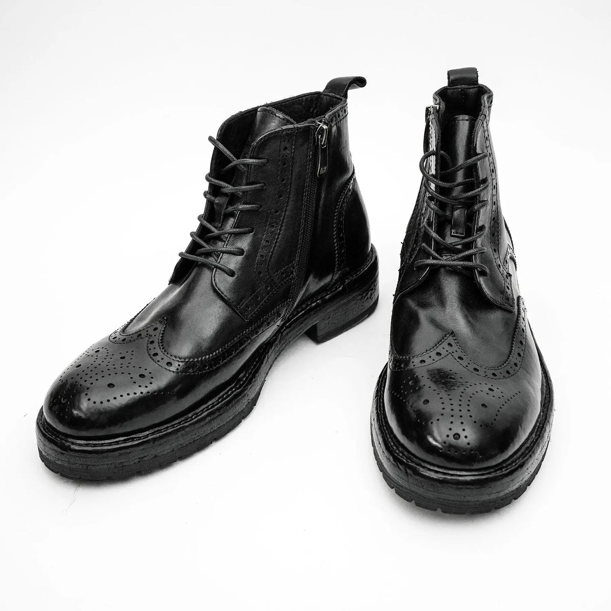 Black Washed Leather Martin Boot DIVINCH