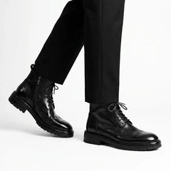 Black Washed Leather Martin Boot DIVINCH