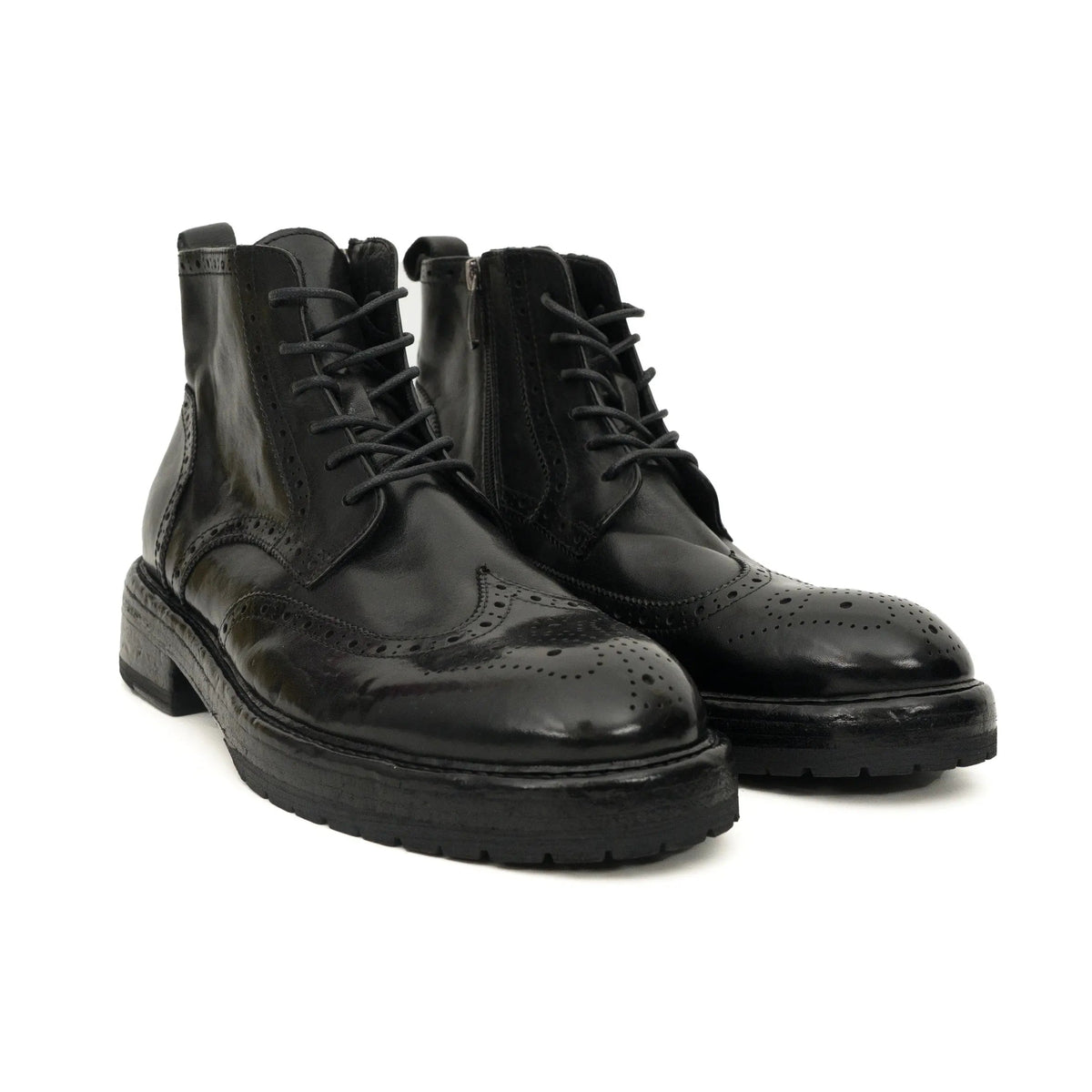 Black Washed Leather Martin Boot DIVINCH