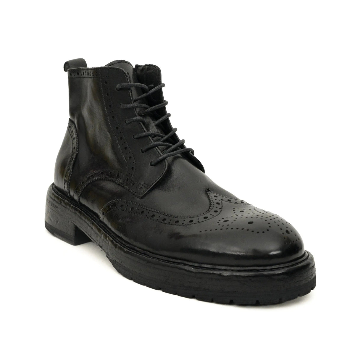 Black Washed Leather Martin Boot DIVINCH