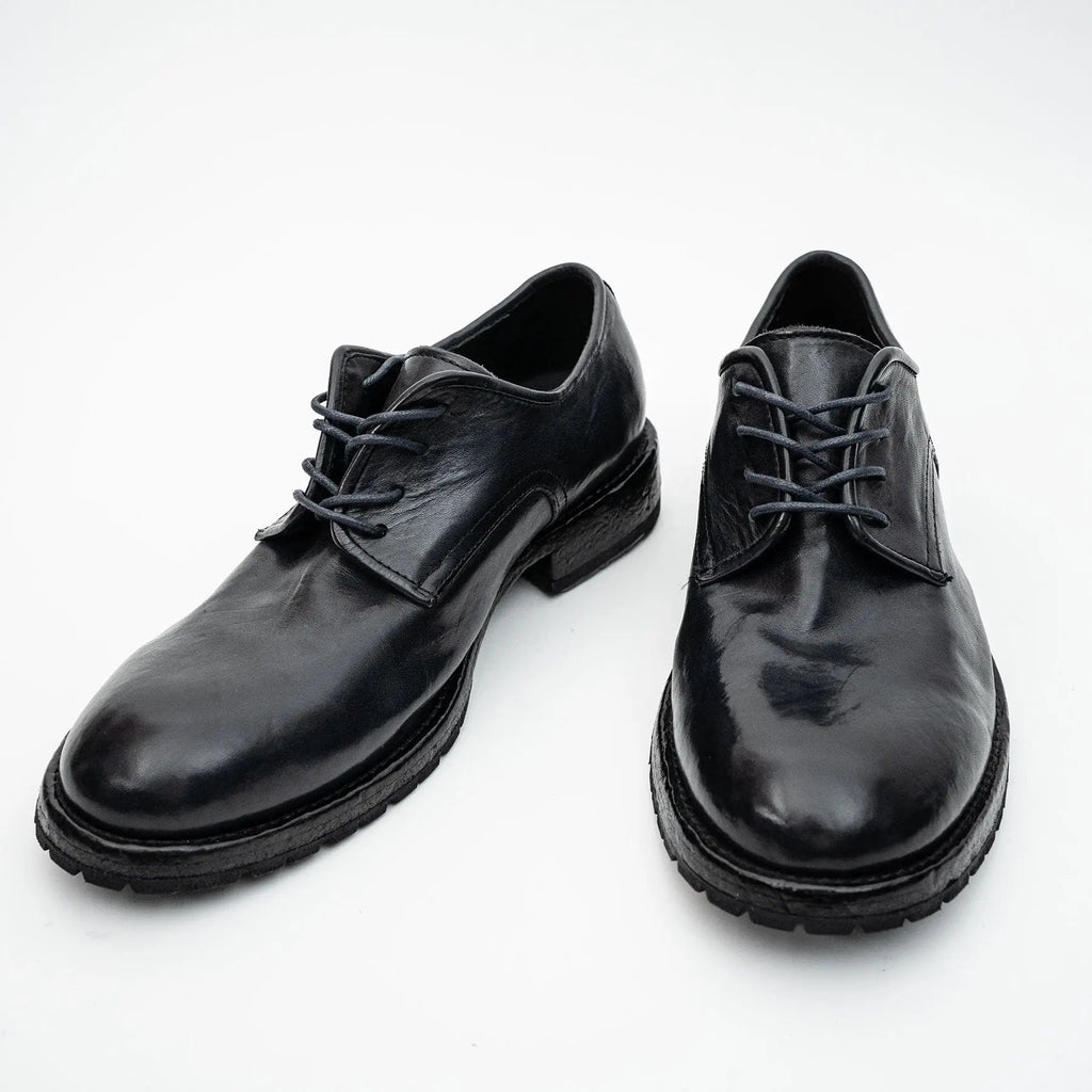 Black Washed Leather Plain Derby DIVINCH