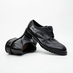 Black Washed Leather Plain Derby DIVINCH