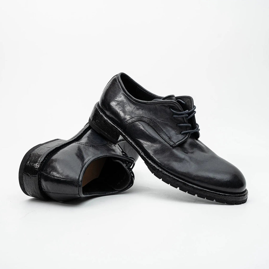 Black Washed Leather Plain Derby DIVINCH