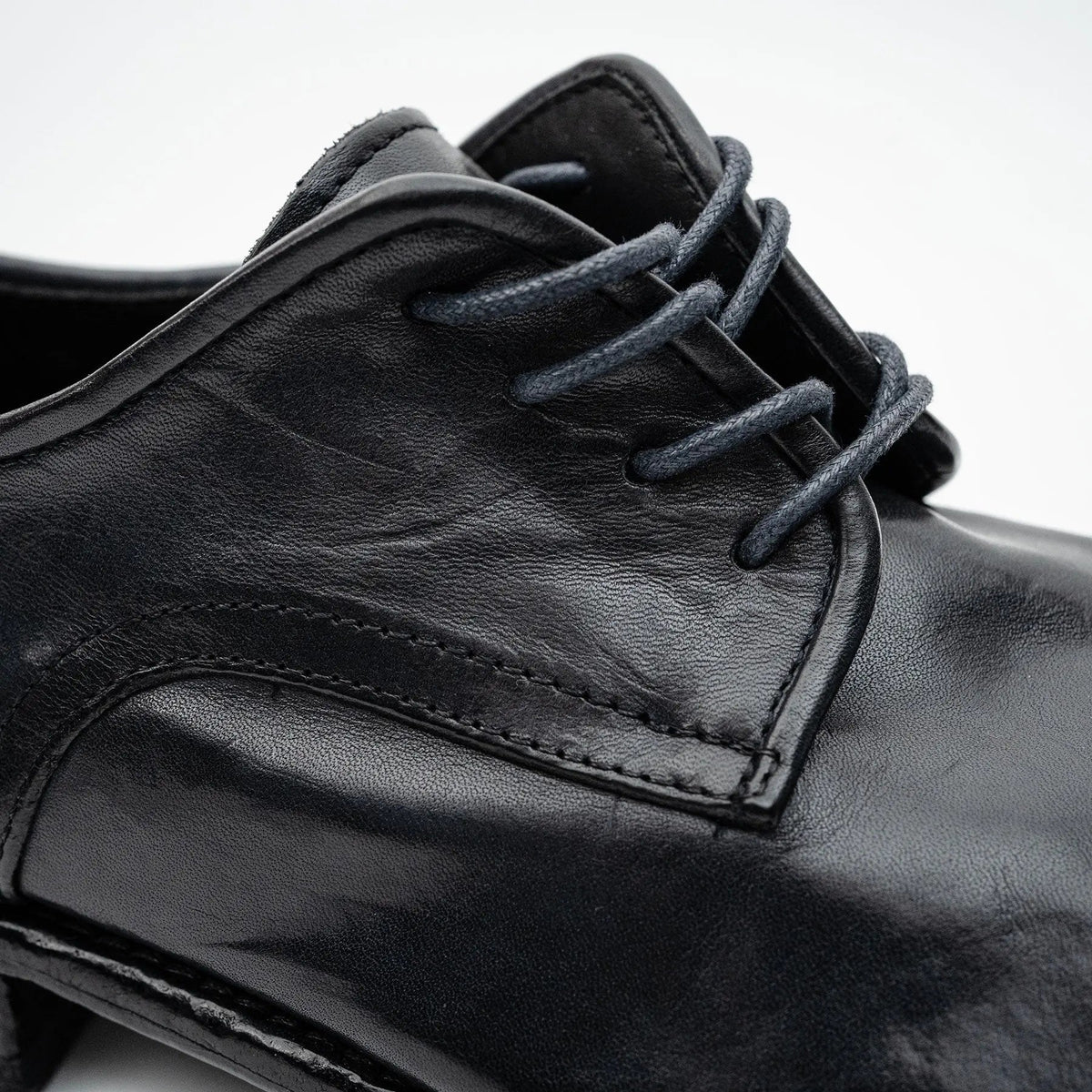 Black Washed Leather Plain Derby DIVINCH