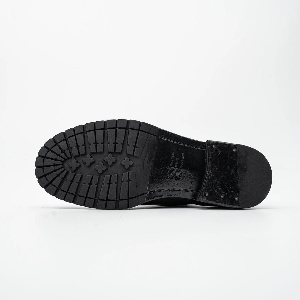 Black Washed Leather Plain Derby DIVINCH