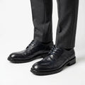 Black Washed Leather Plain Derby DIVINCH