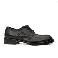Black Washed Leather Plain Derby DIVINCH