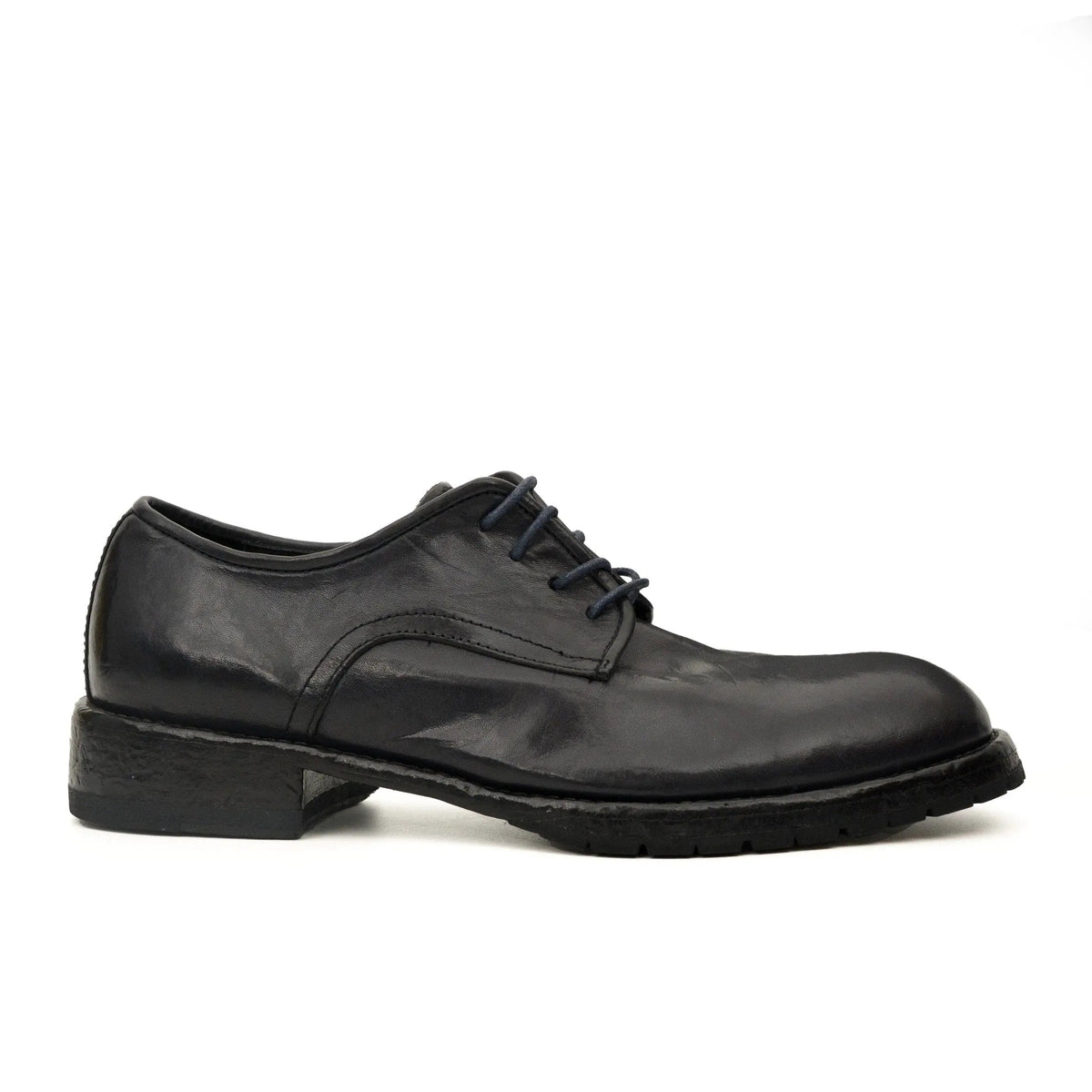 Black Washed Leather Plain Derby DIVINCH