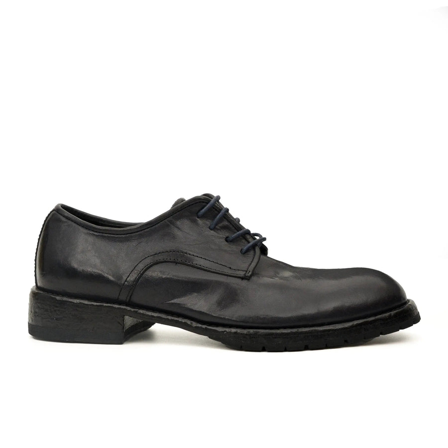 Black Washed Leather Plain Derby DIVINCH