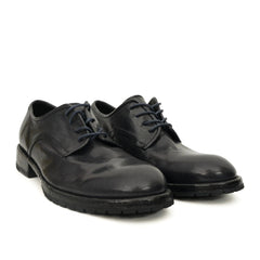 Black Washed Leather Plain Derby DIVINCH