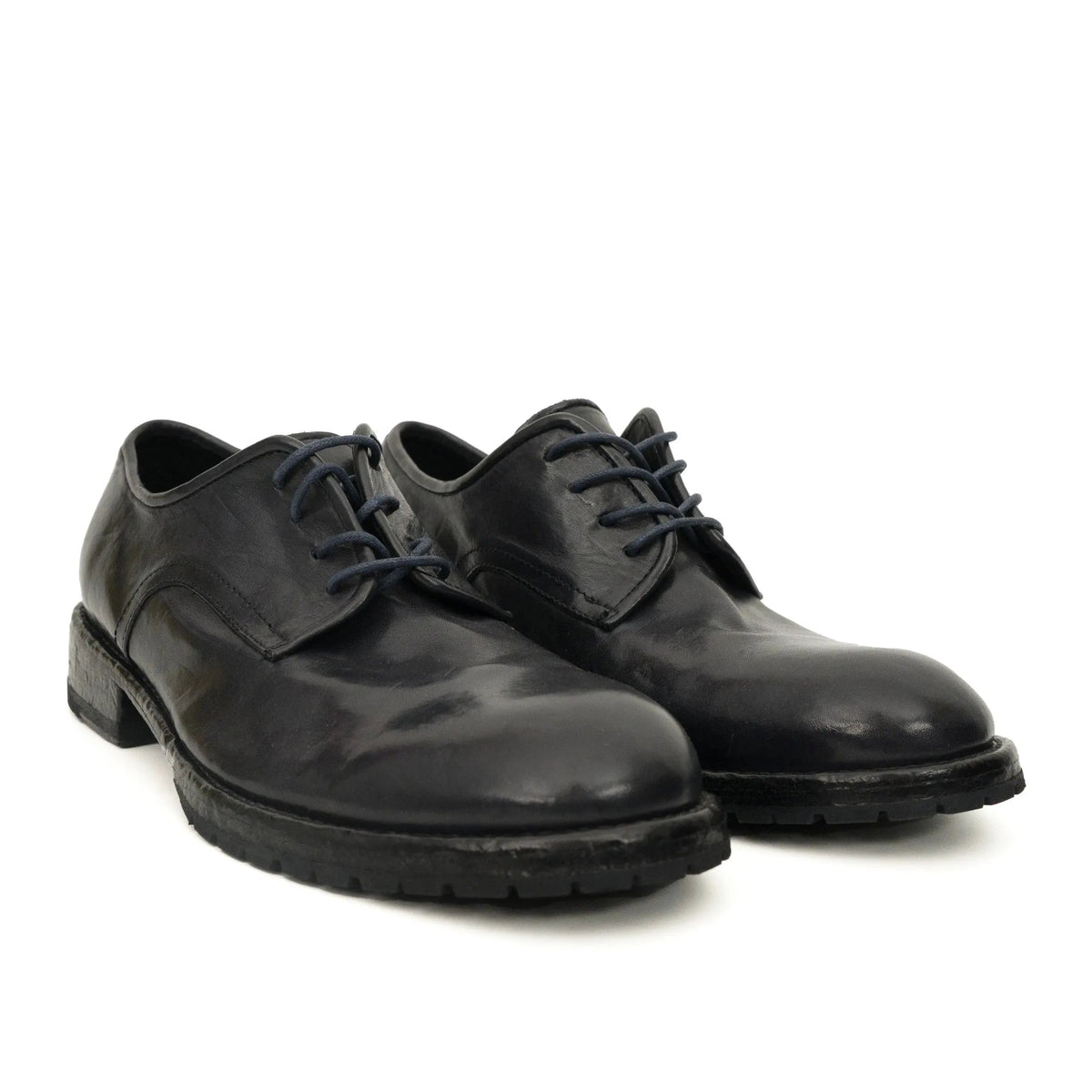 Black Washed Leather Plain Derby DIVINCH