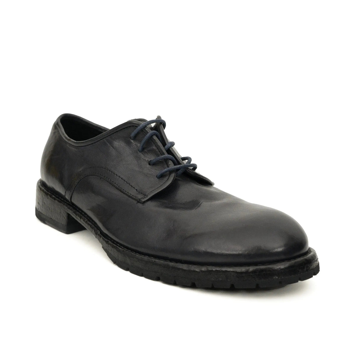 Black Washed Leather Plain Derby DIVINCH