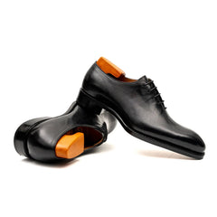 Black Wholecut Leather Oxford Shoes DIVINCH