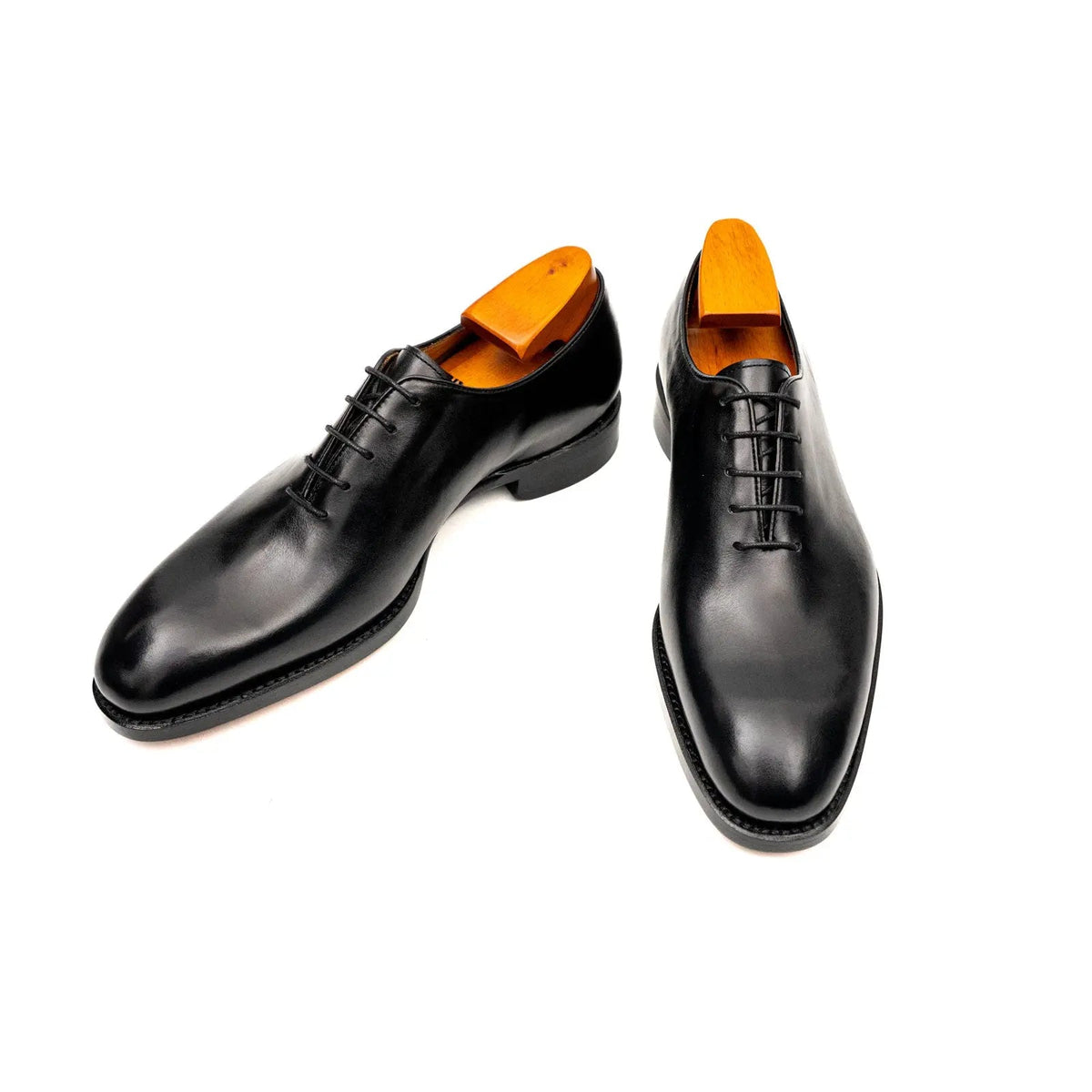Black Wholecut Leather Oxford Shoes DIVINCH
