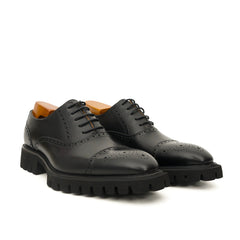 Black Wingtip Calf Leather Oxford Shoes DIVINCH