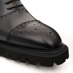 Black Wingtip Calf Leather Oxford Shoes DIVINCH